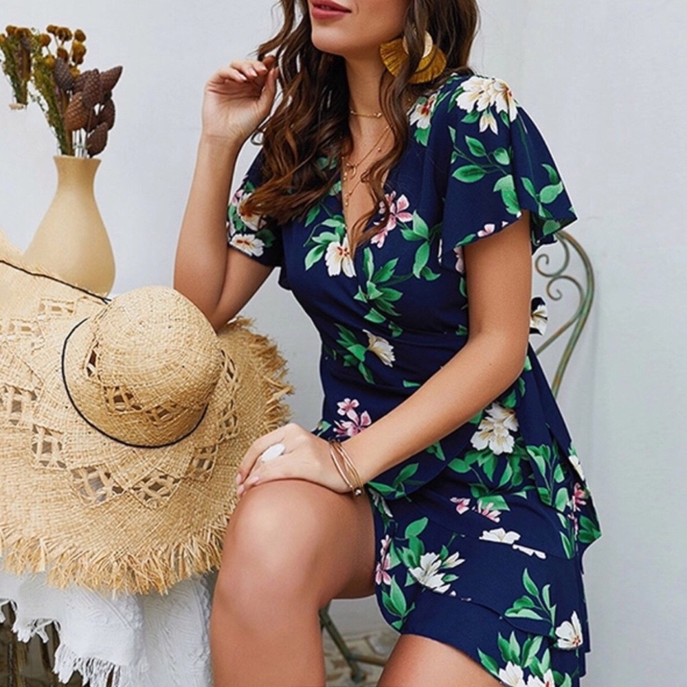 Sale! Navy Blue Wrap Dress